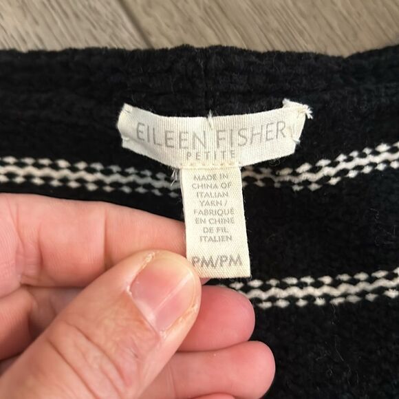 EILEEN FISHER CHENILLE 100% ORGANIC COTTON STRIPED SWEATER EUC SIZE MEDIUM - Picture 5 of 6